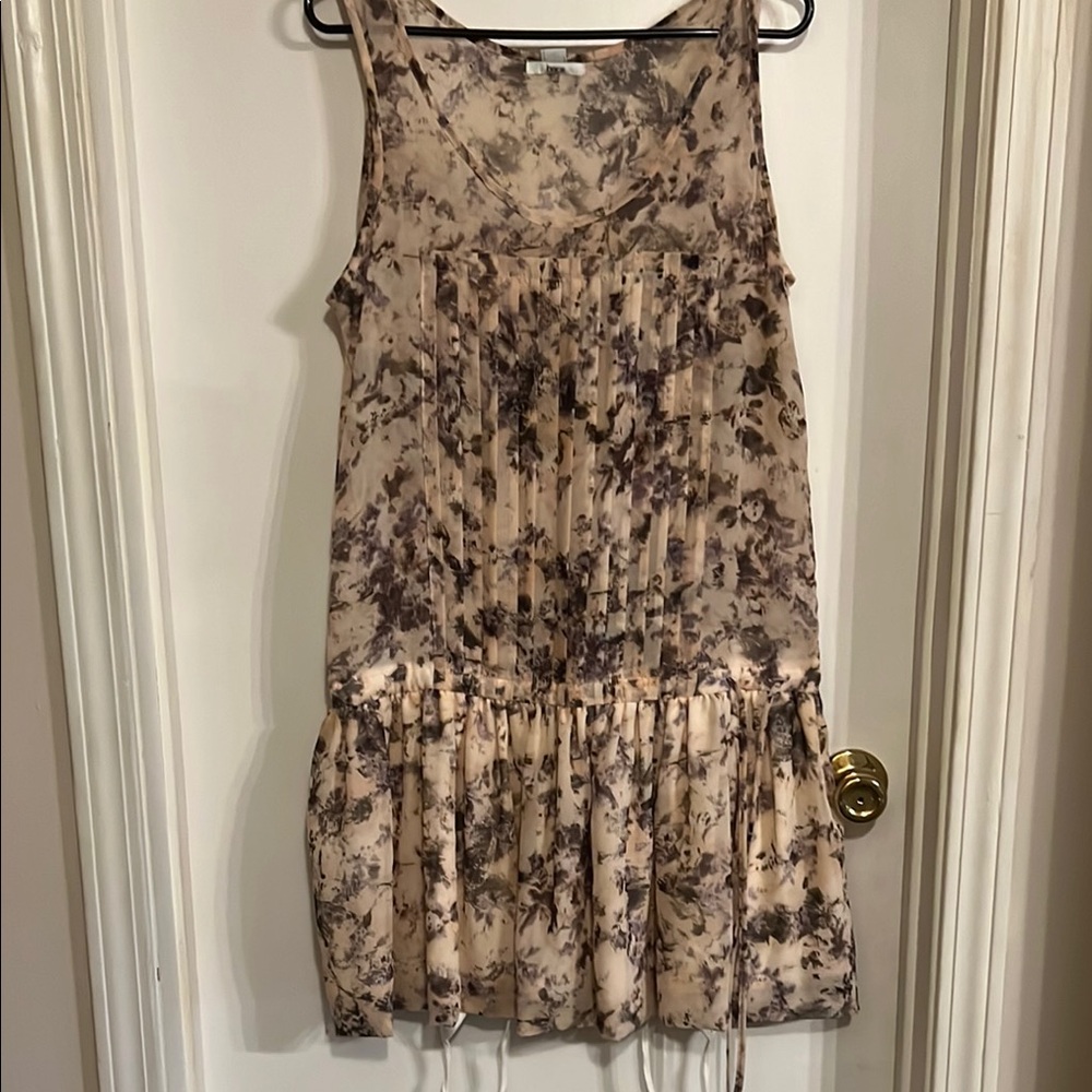 Brown and Tan Ruffled Scoop Neck Sundress